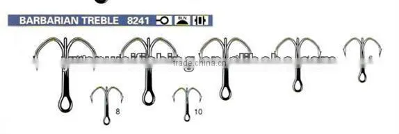 High Carbon BARBARIAN TREBLE Fishing Hooks