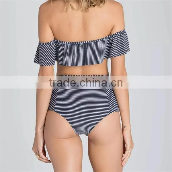 Private Label Sexy Swimwear With Flounces Of Mature Women High Waist Bikini Swimwear 2016 photo-2