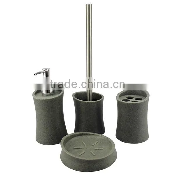 Stoneware Cement Wholesale White Resin Bathroom Accessories Set With Modern Design photo-4