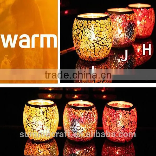 Modern Mini Colourful Glass Mosaic Candle Jar photo-2