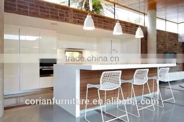 Modern Design PMMA Solid Surface +solid Wood Built Kitchen Center Bar Table photo-3