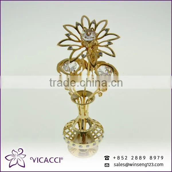 Cheap Flower Vase With SWAROVSKI Crystal Metal Home Decoration photo-4