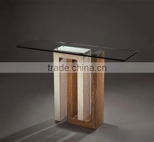 Modern Austere Iran Marble Console Table With Glass Top photo-2