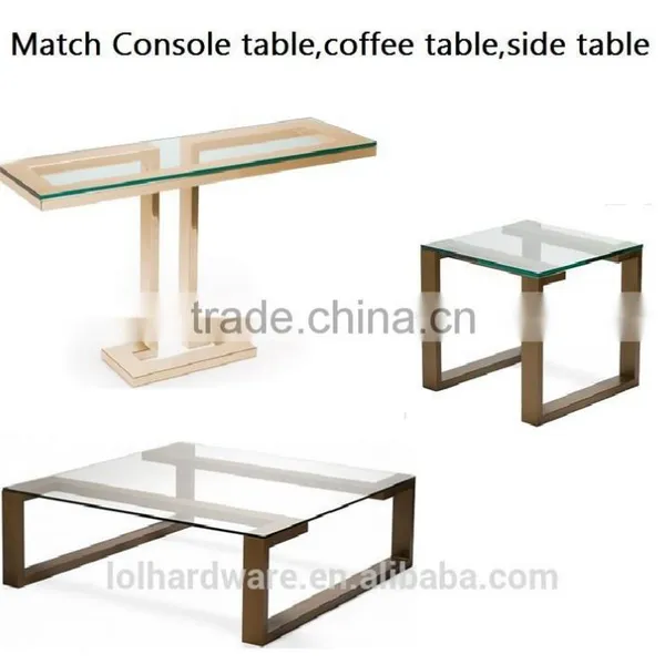 Bronze Polished Stainless Steel With Glass Top Side Table photo-3