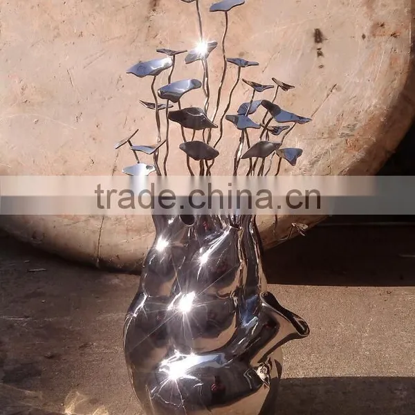 Indoor Art Stainless Steel Mirror Craft Bean Sprout Design Statues for Sale photo-2