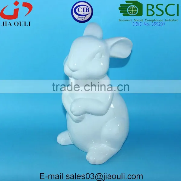 BSCI Audit Factory Easter Top Sale Ceramic Rabbit Figurines, White Porcelain Ceramic Rabbits photo-5