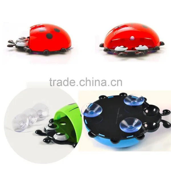 Cute Cartoon Ladybug Kids Wall Suction Cup Mount Toothbrush Box Travel Organizer Plastic Box Storage Organizer photo-5