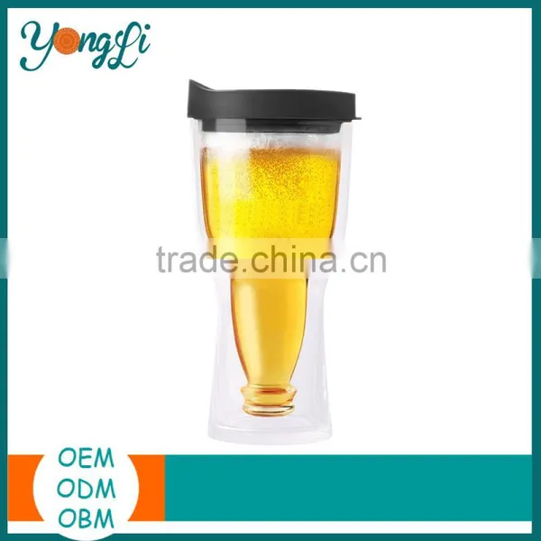 Plastic Insulated Double Wall Upside Down Beer Glass Tumbler photo-2