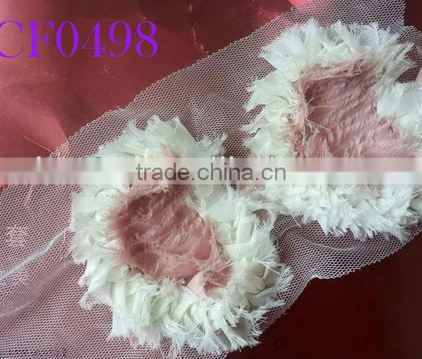 Fashion Wholesale Shabby Chiffon Flower Trim for Kid Clothes