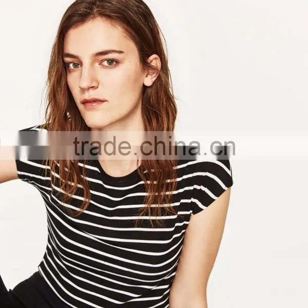OEM Women Fashion Short Sleeve Blank Crop Tops Wholesale Cheap Blouses Custom Made in China photo-3