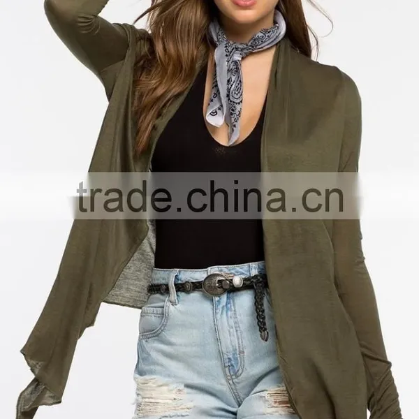 Latest Design Ladies Long Sleeve Open Front Cardigan Factory Price photo-2