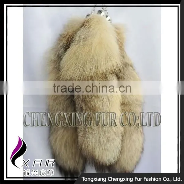 CX-R-41 Wholesale Real Fox Fur Tail Key Ring Custom Keychain photo-2
