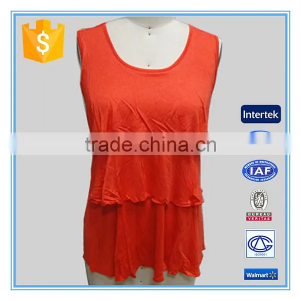 Fashion Solid Color Three Layers Chiffon Knitted Sleeveless Blouse photo-2
