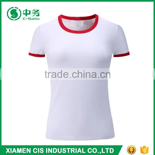 2017 Latest Fashion Summer 100% Cotton Slim Fit Round Neck Women Blank T Shirt photo-3