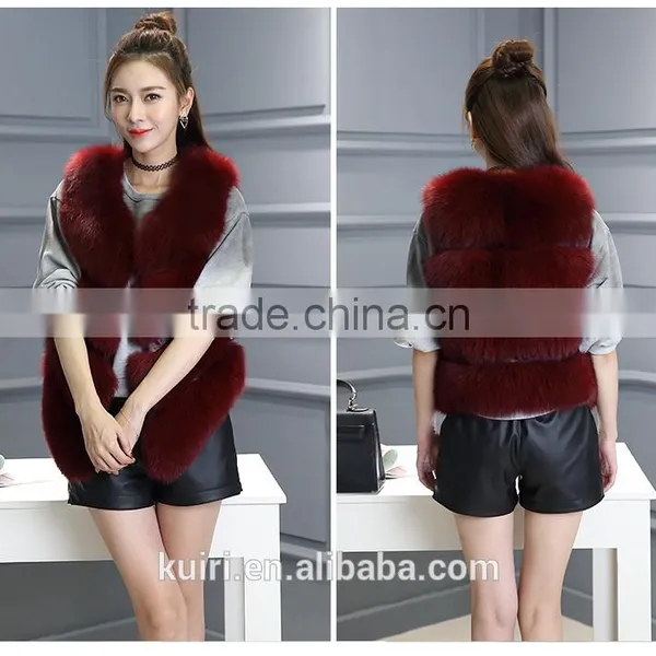 2016 New Arrival Full Pelt Fox Fur Gilet Women Fashion Whole Skin Fox Fur Vest Factory Wholesale Retail OEM Low Discount photo-5