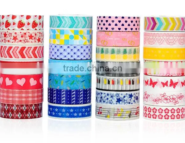 Different Patterns Washi Tape Customized Colors Adhesive Paper Tape 1.5cm*10m photo-4