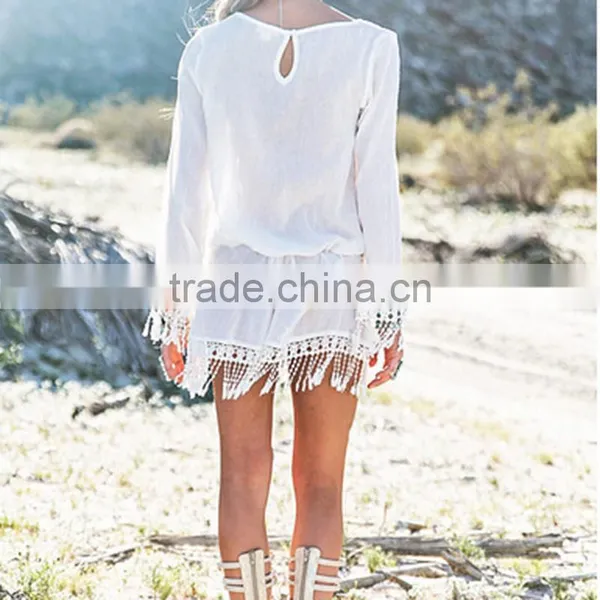 Walson Sexy Long-sleeved Lace Tassel Beach Dress photo-4