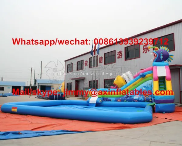 0.55MM Plato PVC Outdoor Inflatable Piranha Slide,Land Commercial Inflatable Water Park For Children Fun photo-2