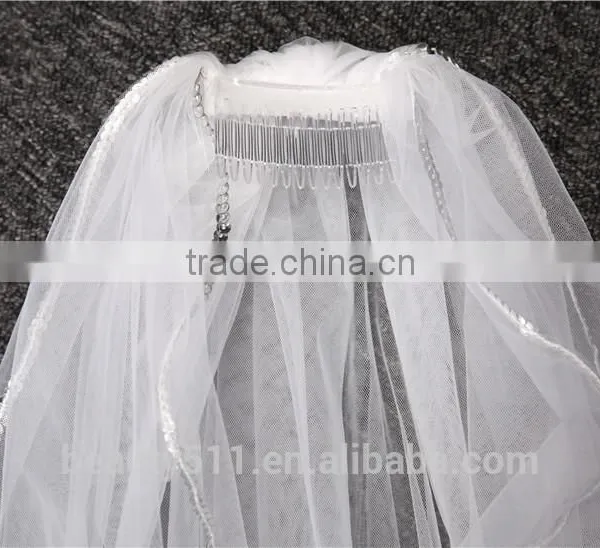 2017 Wholesale Bridal Veils Hot Sale Short Elegant Bridal Wedding Veils Fashionable Short Tulle Wedding Bridal Veils HL32 photo-2