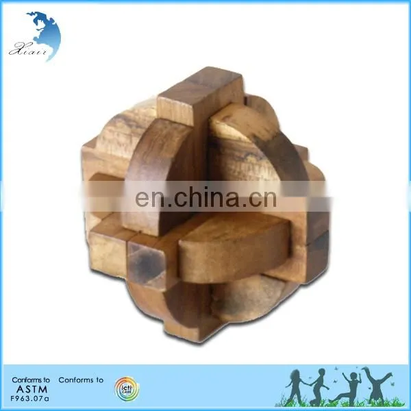 Cheap Price Custom Kongming Lock Brain Teaser Wooden 3D Football Puzzle photo-3