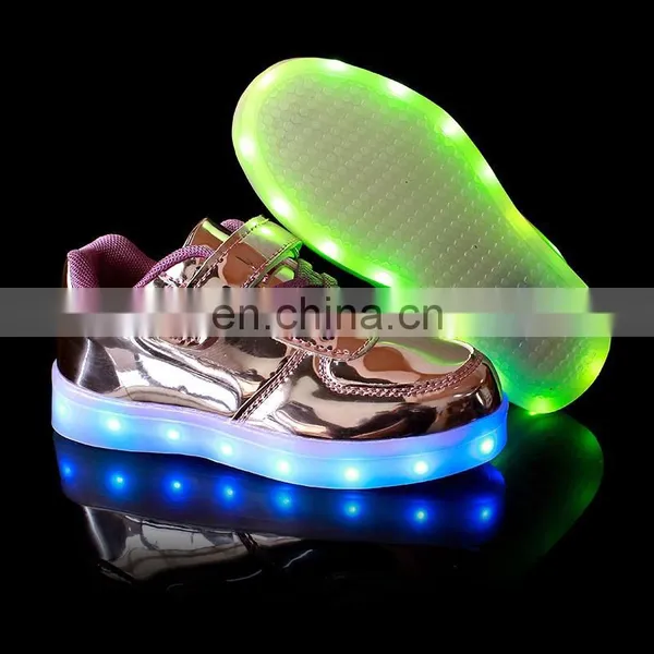 Factory Wholesale New Design Shining Mirror Finish PU Leather Children Kids LED Shoes Sneakers Footwear photo-5