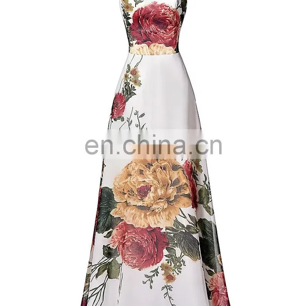 Grace Karin 2016 New Design Women Long Sleeveless Flower Pattern Chiffon Long Prom Dress GK000033-1 photo-6