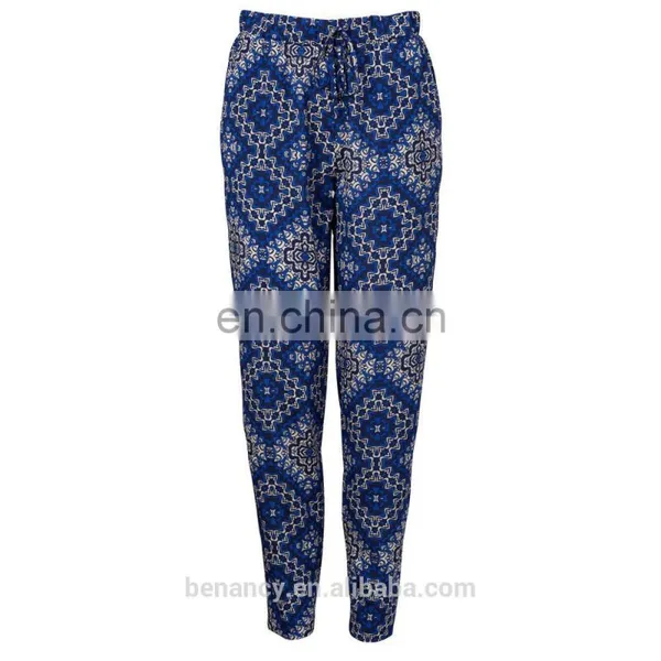 Wholesale Ladies Baggy Printed Rayon Woven Trouser Long Pants photo-5