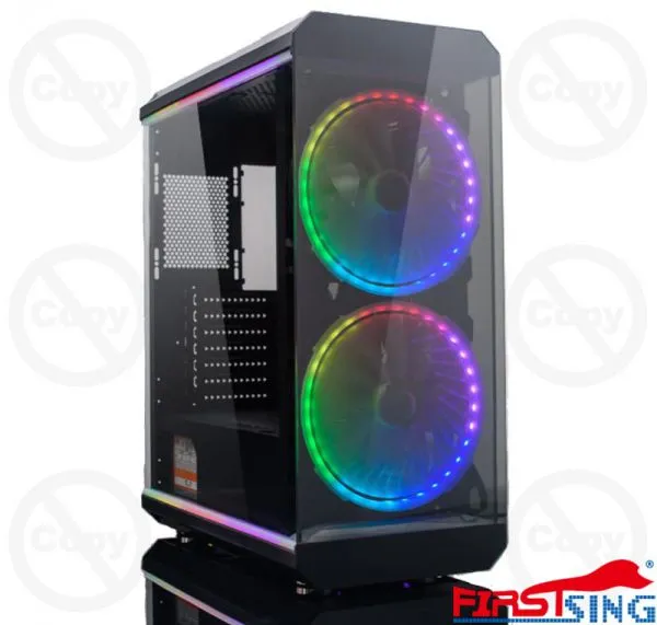 Firstsing Tempered Glass ATX Mid Tower PC Computer Gaming Case With RGB Fan