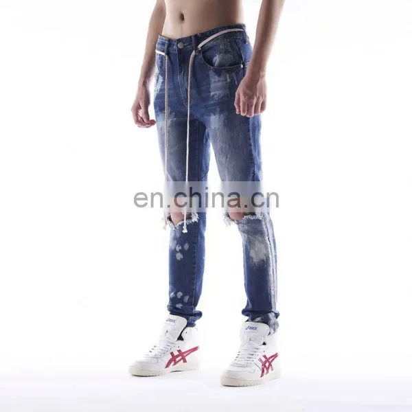 DiZNEW Stock Vintage Skinny Ripped Custom Blue Jeans photo-2