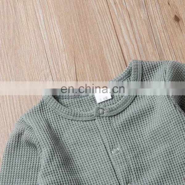 Solid Color Unisex Baby Rompers Ribbing Cotton Infant Baby Jumpsuit Rompers photo-2