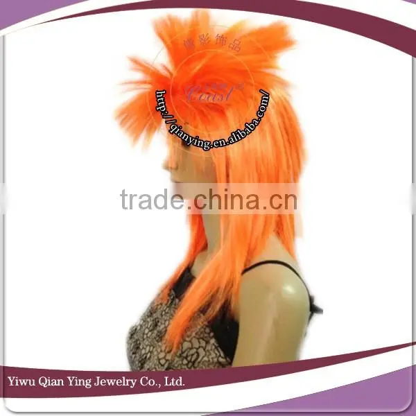 Hot Sale Cheap Orange Pro-environment Straight Synthetic Fiber Party Punk Wigs photo-2