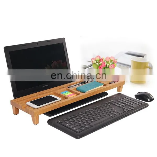 Customized Multifunction Office Bamboo-products Bamboo Desk Organizer Storage Accessories photo-2