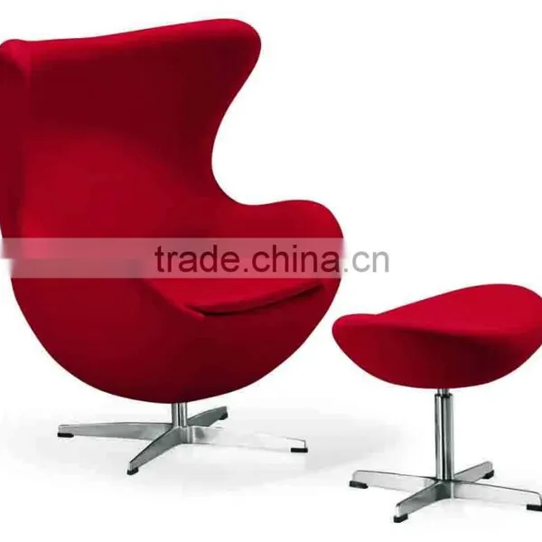 Replica Fiberglass Fabric /genuine Leather Egg Chair Ottoman With Aluminum Base Designed by Arne Jacobsen photo-4