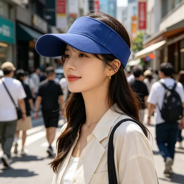 Custom Logo Promotional Visor Hats – Bulk Wholesale Plain Cotton Sun Caps for Events photo-3