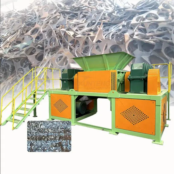 Triturador de doble eje de metal de alta resistencia para el reciclaje de desechos de carcasas de automóvil, aluminio, cobre y acero. Línea de máquinas trituradoras EPC
