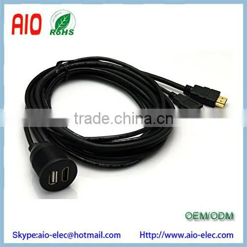 2 Meter USB H D M I A Extension Flush Mount Cable for Car Bike Boat Motercycle Lead photo-2