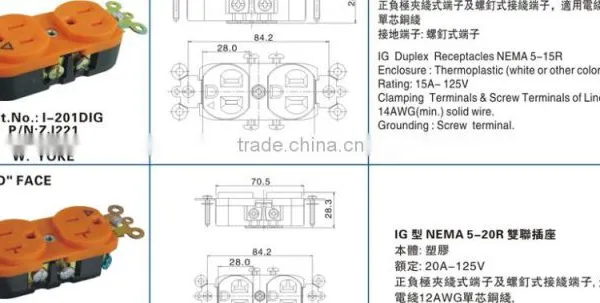 Professional Design UL Listed Hospital Grade US Screw Socket/nema 5-20r Receptacle/US Female Electrical Outlet photo-2