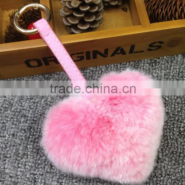 2016 Latest Cute Heart Pendant Fashion Girls Bag Phone Carkey Ornaments Leather Keychain photo-3