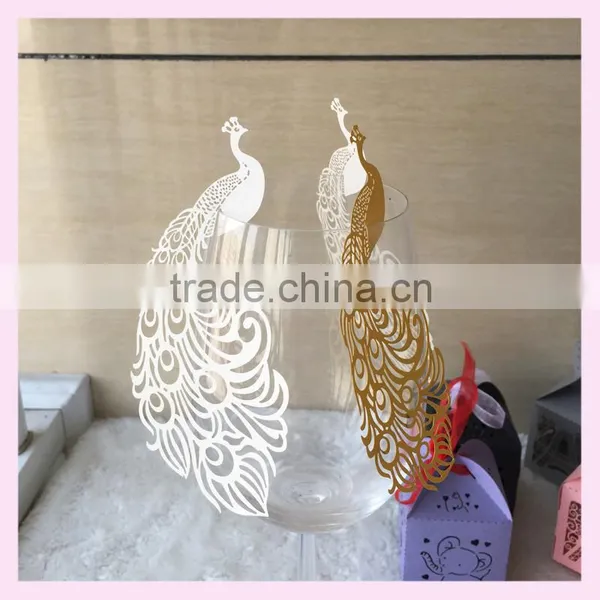 Assorted Colors Wedding Party Decoration Butterfly Shape Wine Glass Cup Card Luxury Phoenix Design photo-4