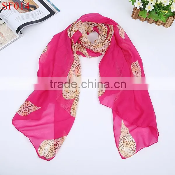 SF015 2015 Hot Sale Autumn Silk Cachecol Chiffon Scarf Purple Scarf Leopard Print Super Star photo-4