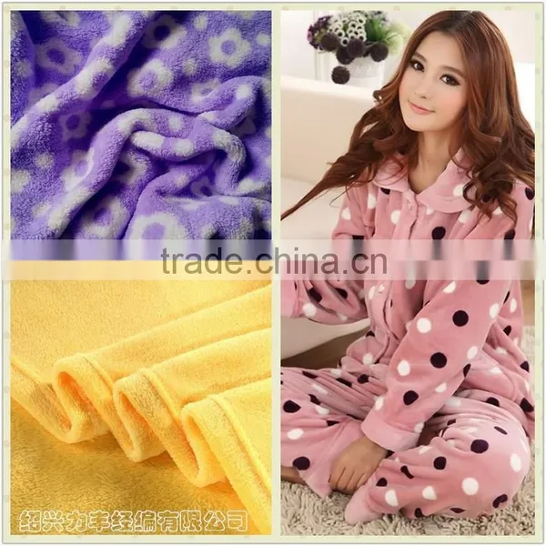 Two Side Brush Printing or Dyeing Tricot Coral Printed Fleece Fabric