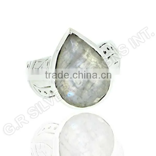 Rainbow Moonstone Gemstone Jewelry,925 Sterling Silver Women Rings Jewelry photo-2