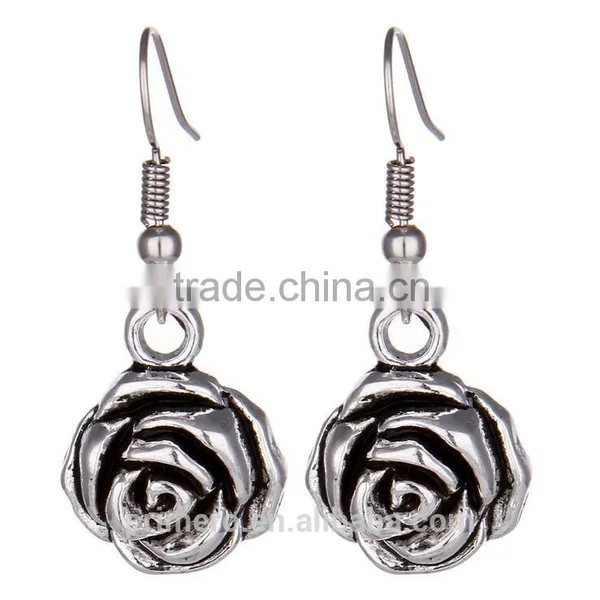 Vintage Silver Animal Dragonfly Elephant Skull Cross Heart Clover Multi-Style Earring photo-6