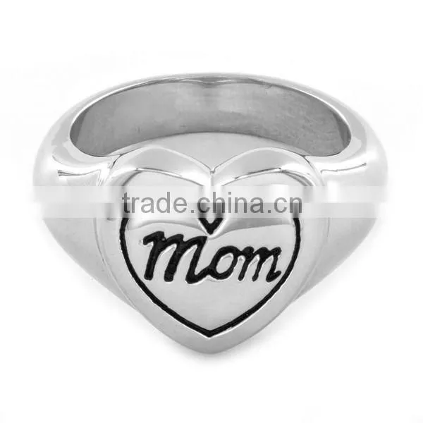 Factory Wholesae Price Silver 925 Polish Mom and Heart Engraved Ring photo-4
