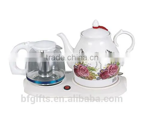Enamel Kettle Set/ Ceramic LED Electric Kettle/ White High Quality Teapot Set/ 2015 New Design photo-2