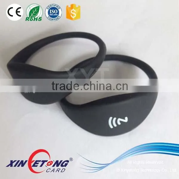 High Quality Silicone RFID Wristband/Barcelets,Passive HF RFID Silicon Wristband,Black RFID Wristband,