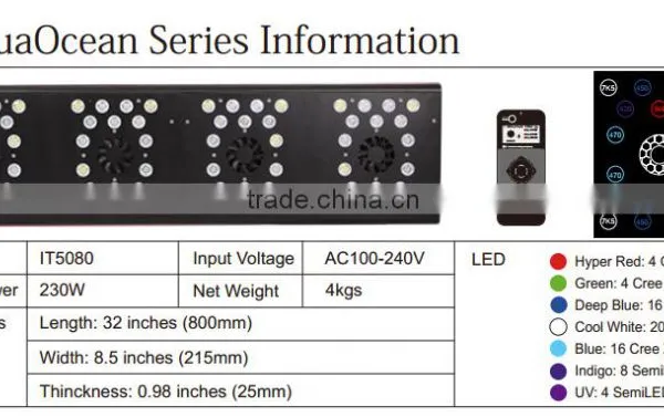 Fish Tank 2016 EVERGROW New Model IT5080 6 Channels Intelligent Coral Reef 32 Inch Led Aquarium Light photo-2