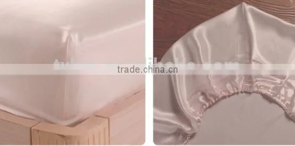 Luxury Solid Color 100% Silk Bed Fitted Sheet, Can Customized photo-2