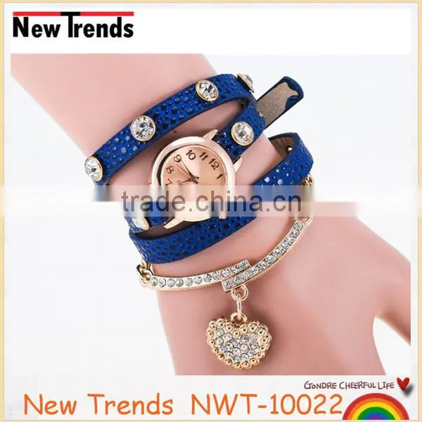 2016 Classical Heart Pendant Colorful Animal Print Leather Wrist Watch photo-5