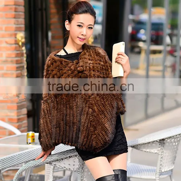 100% Real Genuine Knit Mink Fur Scarf Cape Stole Coat Wrap / Fur Shawl photo-4